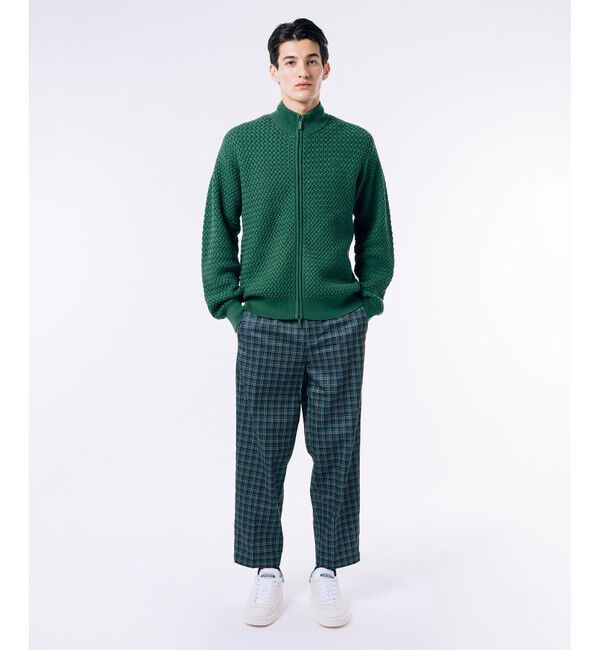 LACOSTE「バスケットニット ダブルジップ ドライバーズニット」|カーディガン|