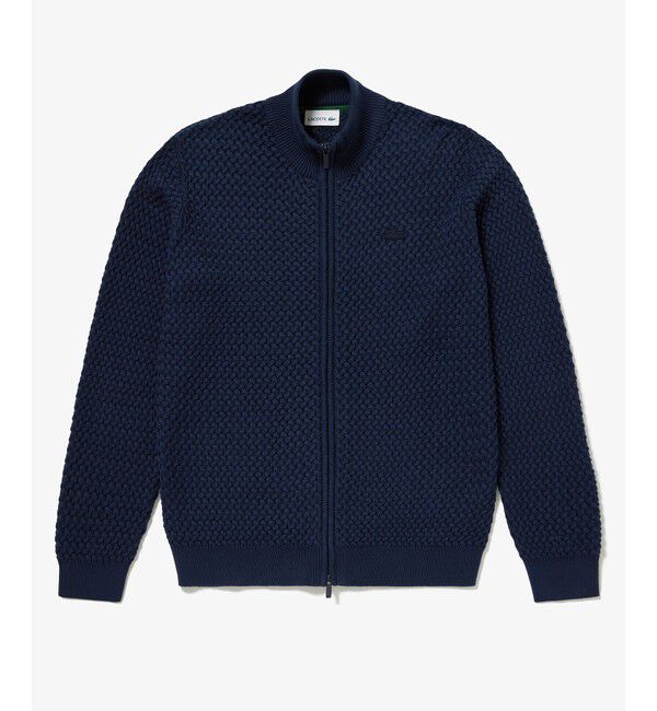 LACOSTE「バスケットニット ダブルジップ ドライバーズニット」|カーディガン|