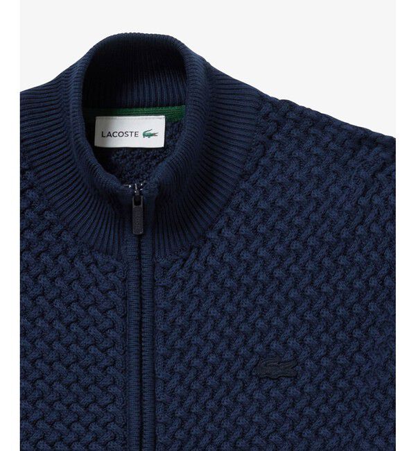 LACOSTE「バスケットニット ダブルジップ ドライバーズニット」|カーディガン|
