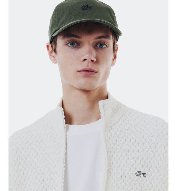 LACOSTE「バスケットニット ダブルジップ ドライバーズニット」|カーディガン|