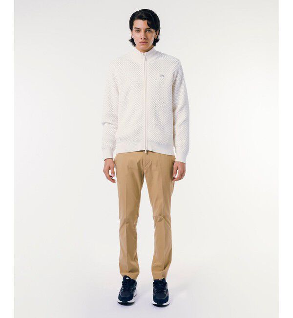 LACOSTE「バスケットニット ダブルジップ ドライバーズニット」|カーディガン|