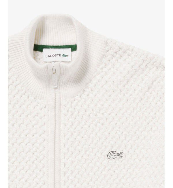 LACOSTE「バスケットニット ダブルジップ ドライバーズニット」|カーディガン|