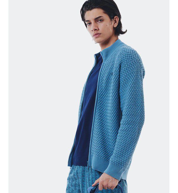 LACOSTE「バスケットニット ダブルジップ ドライバーズニット」|カーディガン|