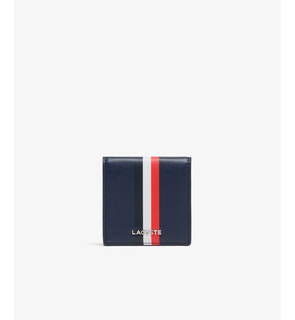 LACOSTE「トリコロールプリントレザーコインケース」|コインケース|ネイビー