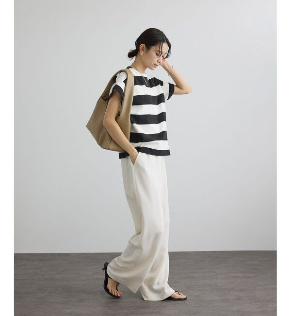 SALON adam et rope'「【WEB限定】ポンチボーダークルーネックTシャツ」|Tシャツ・カットソー|