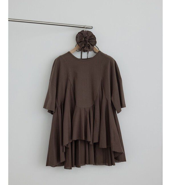 SALON adam et rope'「【AAYUSHI（アユーシ） for SALON】別注ペプラムラッフルTシャツ」|Tシャツ・カットソー|ブラウン(20)