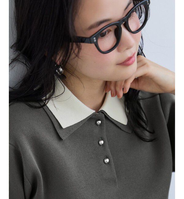 VIS「ダブルカラー半袖ポロニットトップス/WEB限定カラー」|ポロシャツ|