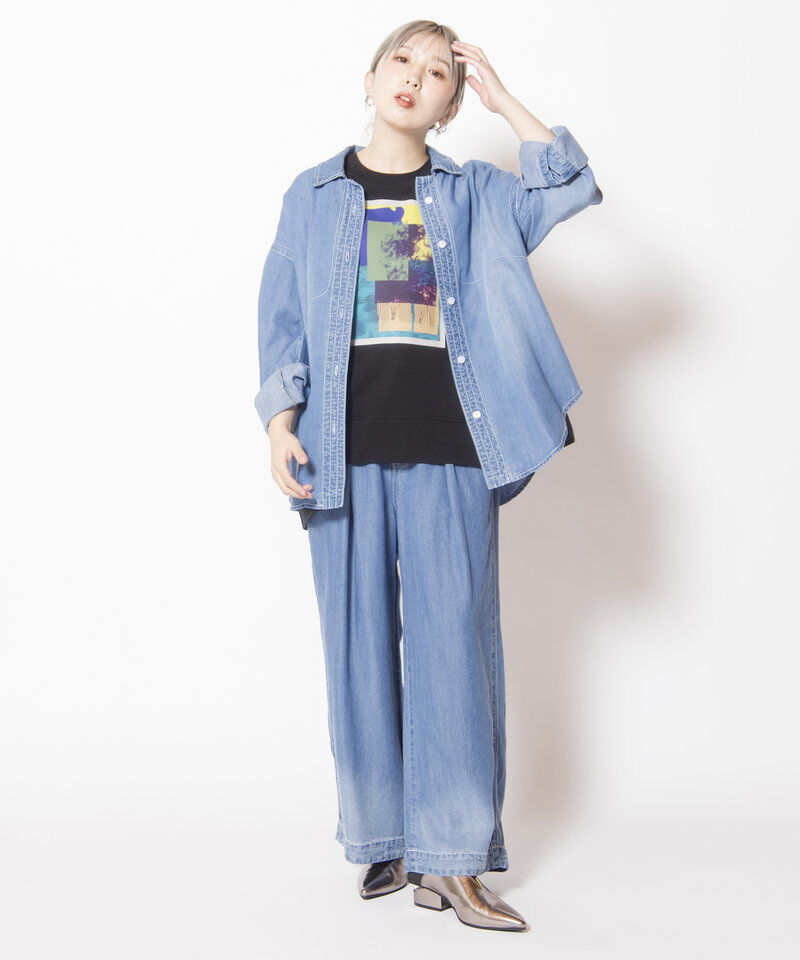  「セルロースデニムタックパンツ」|デニム|