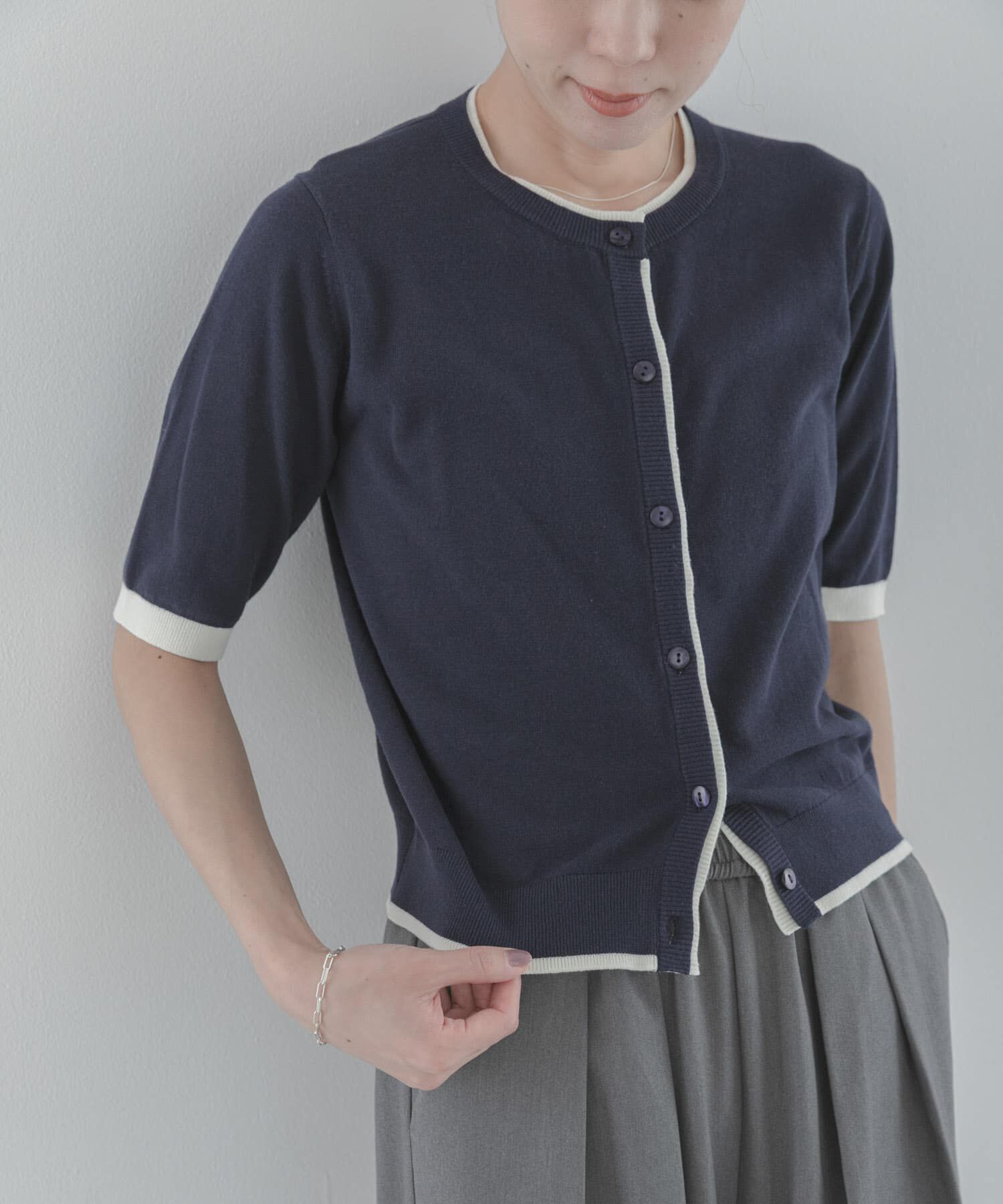 Sonny Label 「クールミスト配色クルーネックカーディガン」|カーディガン|