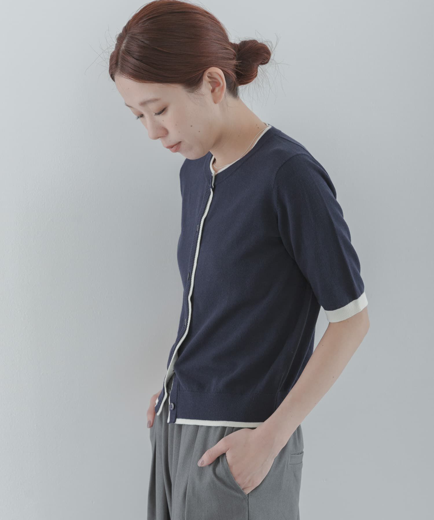 Sonny Label 「クールミスト配色クルーネックカーディガン」|カーディガン|