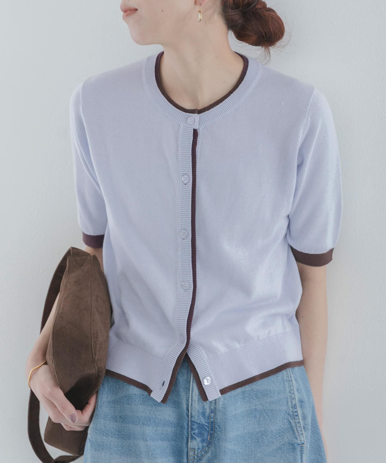 Sonny Label 「クールミスト配色クルーネックカーディガン」|カーディガン|ブルー系その他