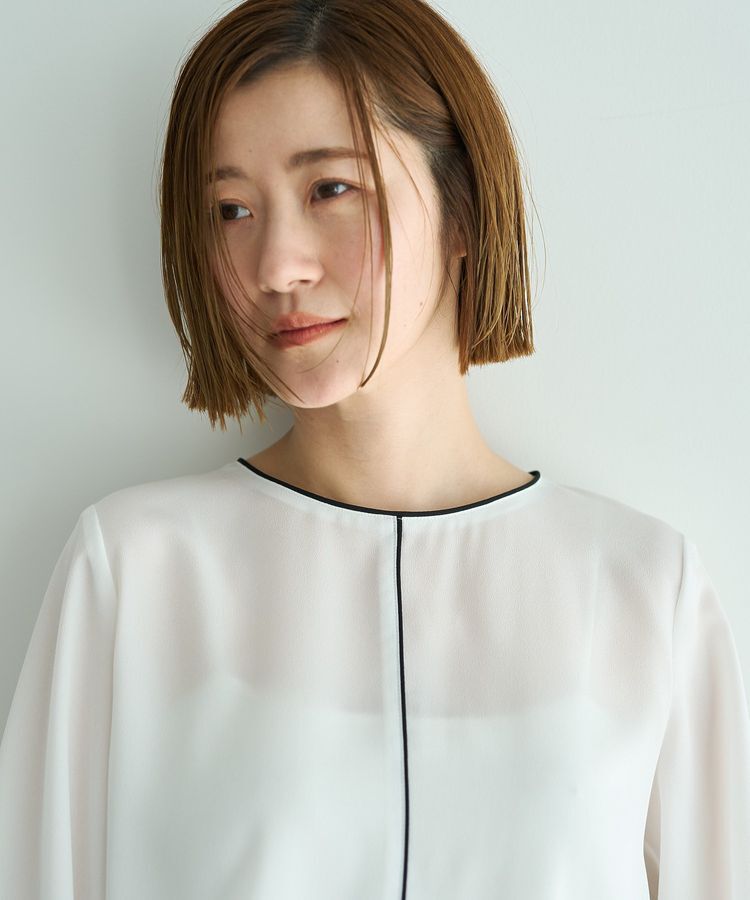 YECCA VECCA「配色パイピングブラウス」|シャツ・ブラウス|