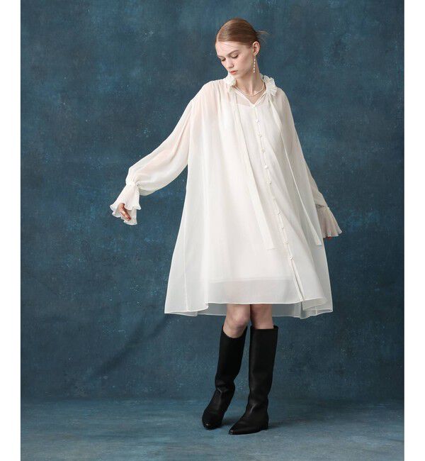 LOULOU WILLOUGHBY「【LOULOU WILLOUGHBY】プリーツディテールシフォンワンピース」|ワンピース|