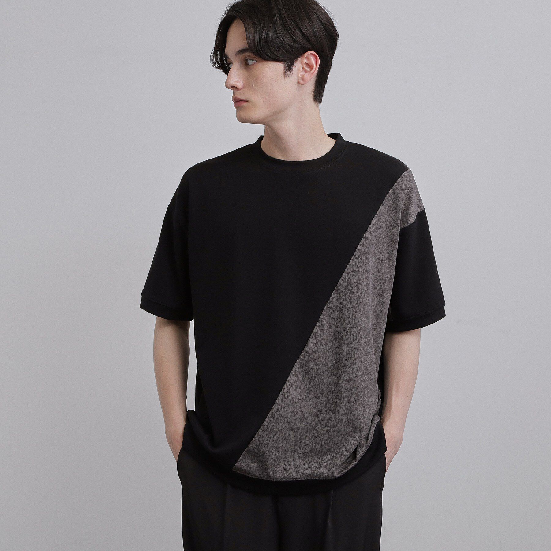 tk.TAKEO KIKUCHI「切り替えカットソー」|Tシャツ・カットソー|ブラック(019)