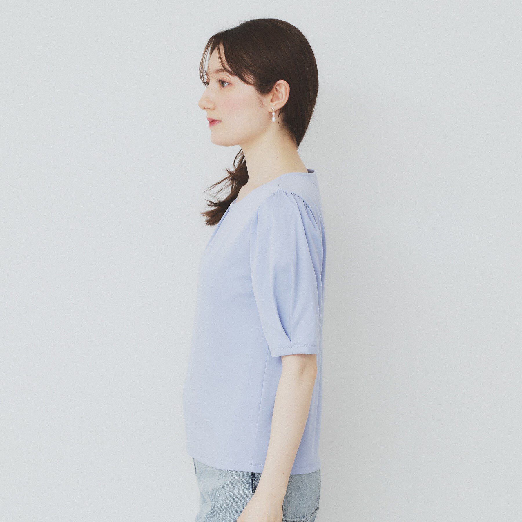 index「フロントパール調タックパフトップス【UV／接触冷感／洗濯機洗い可】」|Tシャツ・カットソー|