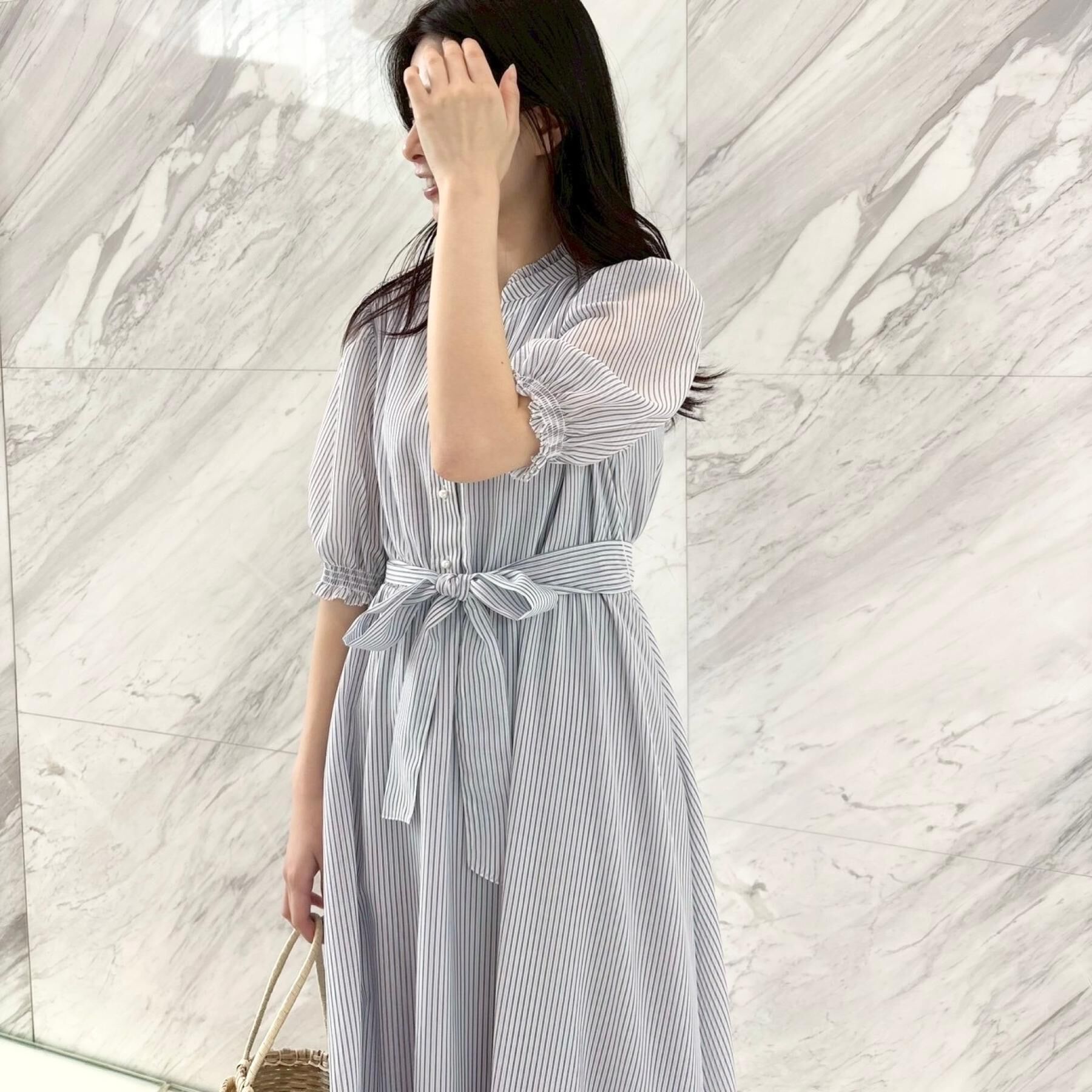 Couture broach「【洗える】シアーストライプ ワンピース」|ワンピース|