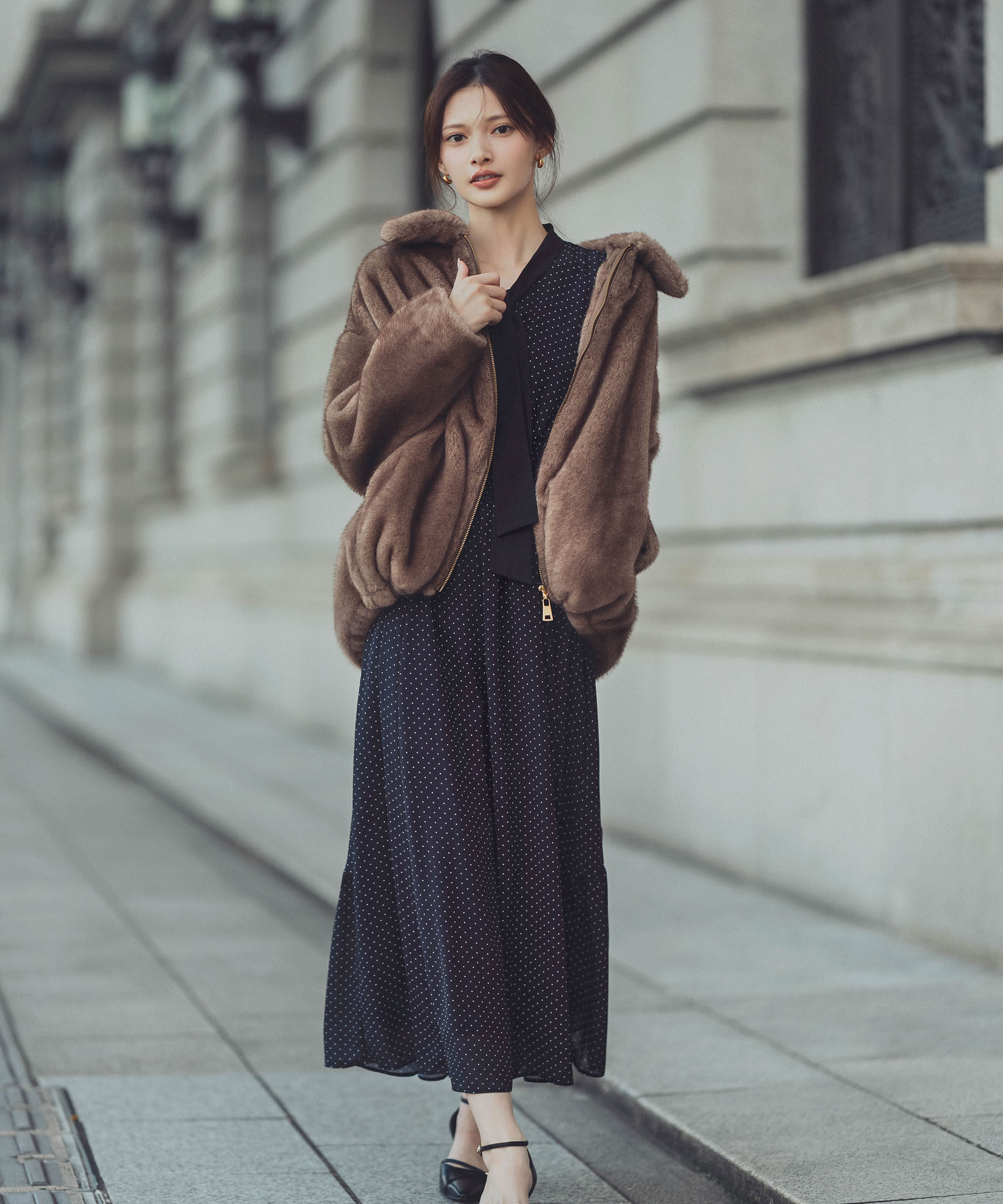 PROPORTION BODY DRESSING「タイ付きウエストシャーリングワンピース」|ワンピース|