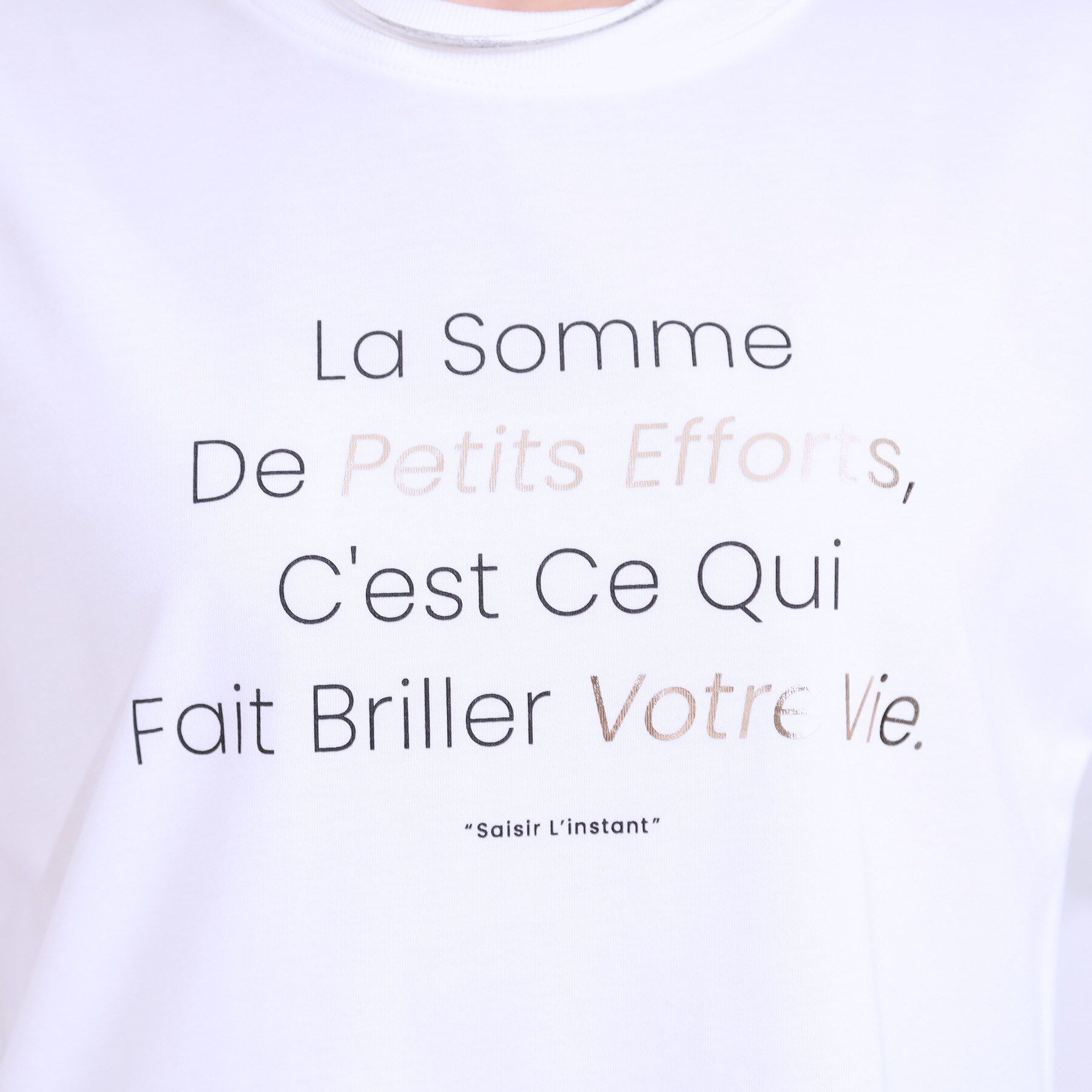 SHOO･LA･RUE「【ひんやり/UVカット】選べる3柄 お袖チュールで差をつける ロゴプリントTシャツ」|Tシャツ・カットソー|