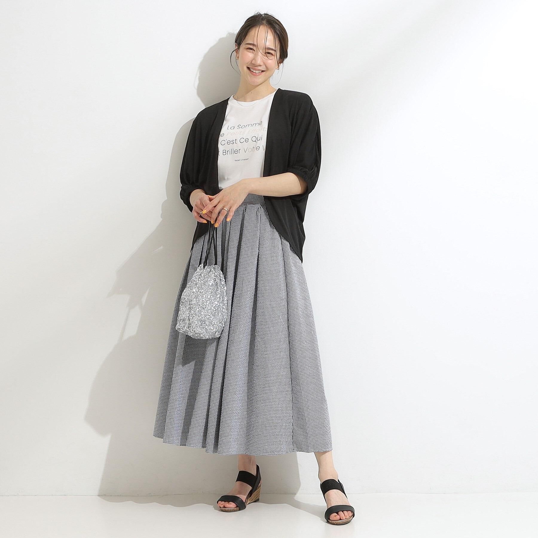 SHOO･LA･RUE「【ひんやり/UVカット】選べる3柄 お袖チュールで差をつける ロゴプリントTシャツ」|Tシャツ・カットソー|