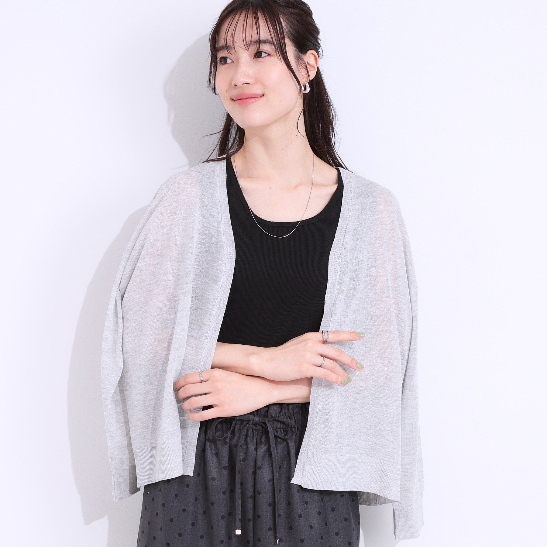 SHOO･LA･RUE「【洗える/S-LL】ナチュラル感が上品 サッと羽織れるカーディガン」|カーディガン|ライトグレー(011