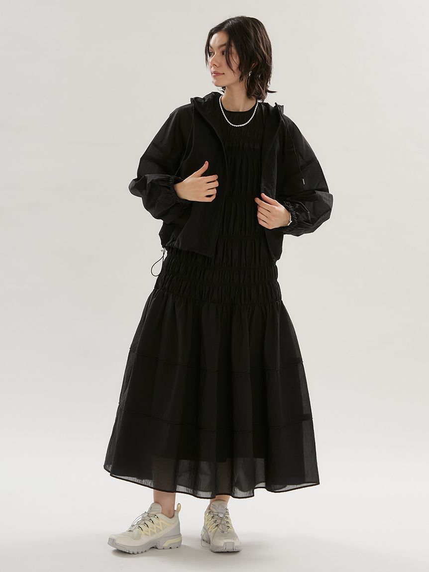 emmi atelier「シアーナイロンシャーリングワンピース【セットアップ対応】/ウォッシャブル」|ワンピース|