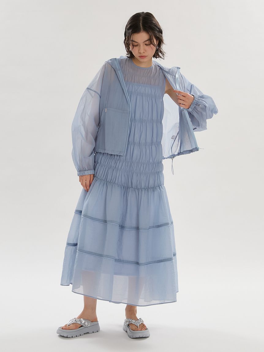emmi atelier「シアーナイロンシャーリングワンピース【セットアップ対応】/ウォッシャブル」|ワンピース|