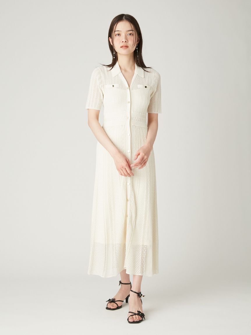 FRAY I.D「アイレットレースニットワンピース」|ワンピース|