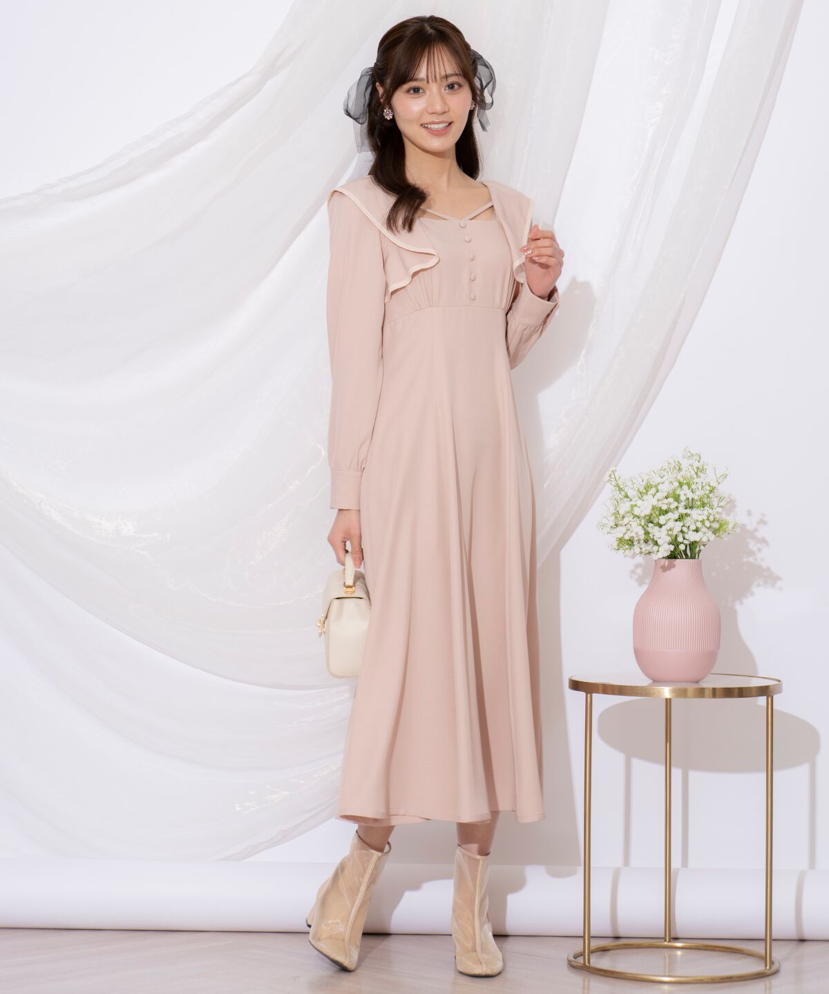 WILLSELECTION「配色パイピングフリルワンピース」|ワンピース|