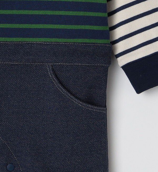 SHIPS KIDS「SHIPS KIDS:70～80cm / オーガニック コットン ボーダー ロンパース」|ロンパース|