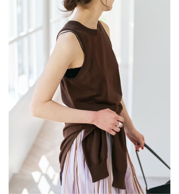 Spick and Span「《セットアップ / 手洗い可》シルクコットンノースリーブプルオーバー」|タンクトップ|