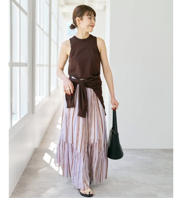 Spick and Span「《セットアップ / 手洗い可》シルクコットンノースリーブプルオーバー」|タンクトップ|