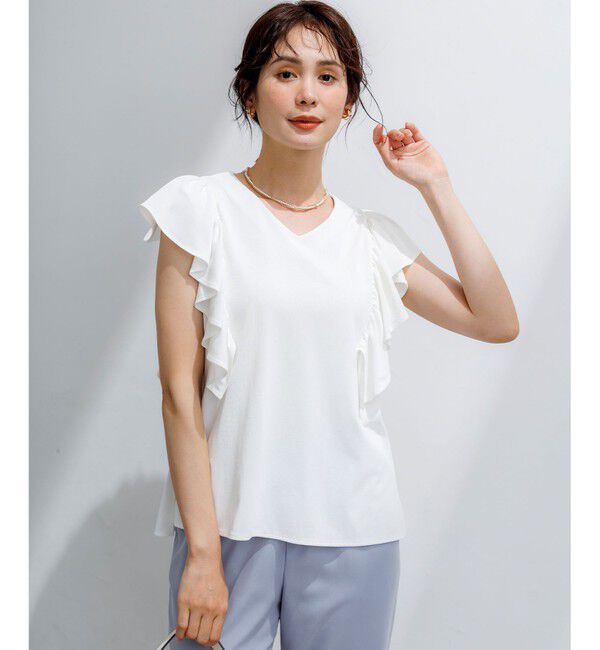 組曲「スウェットファンクションジャージー フリル袖カットソー」|Tシャツ・カットソー|ホワイト系