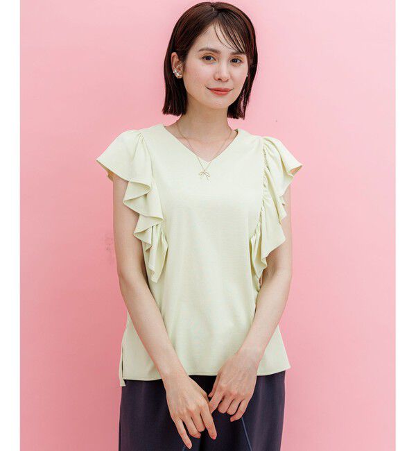 組曲「スウェットファンクションジャージー フリル袖カットソー」|Tシャツ・カットソー|ライム系