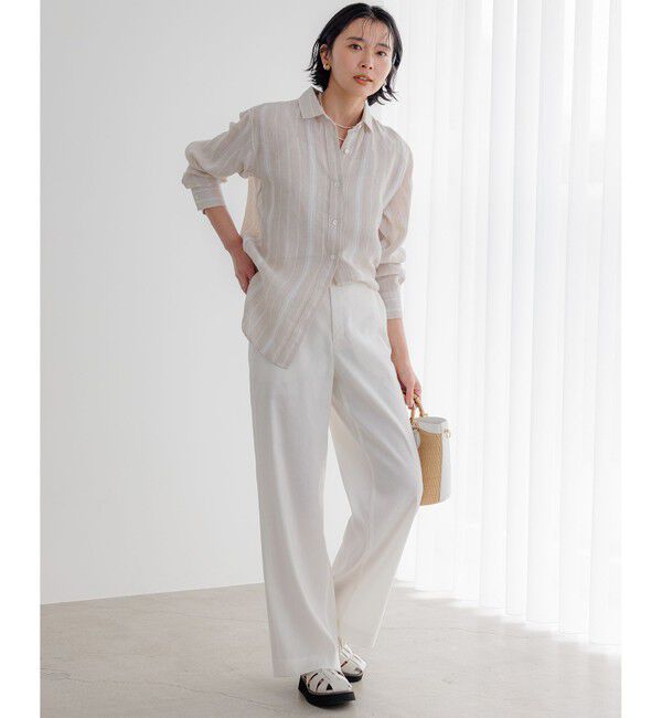 23区「【CLASSY.6月号掲載/洗える】リネンレーヨンストレッチ ワイドパンツ」|その他|