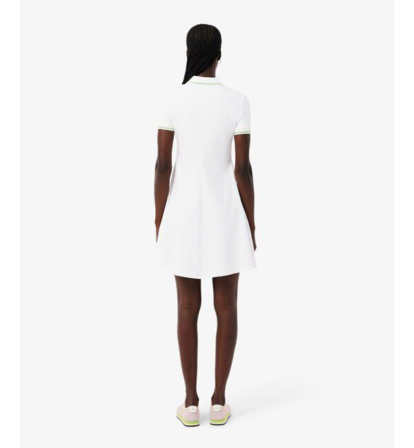 LACOSTE「配色ライン レーヨンブレンドポロドレス / フレアワンピース」|ワンピース|