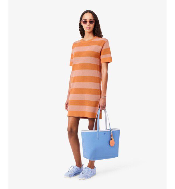 LACOSTE「ボーダーメッシュニットドレス / ニットワンピース」|ワンピース|