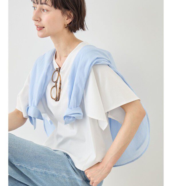 Rope&rsquo;Picnic「70シルケットハンカチスリーブトップス/UVカット・接触冷感」|Tシャツ・カットソー|
