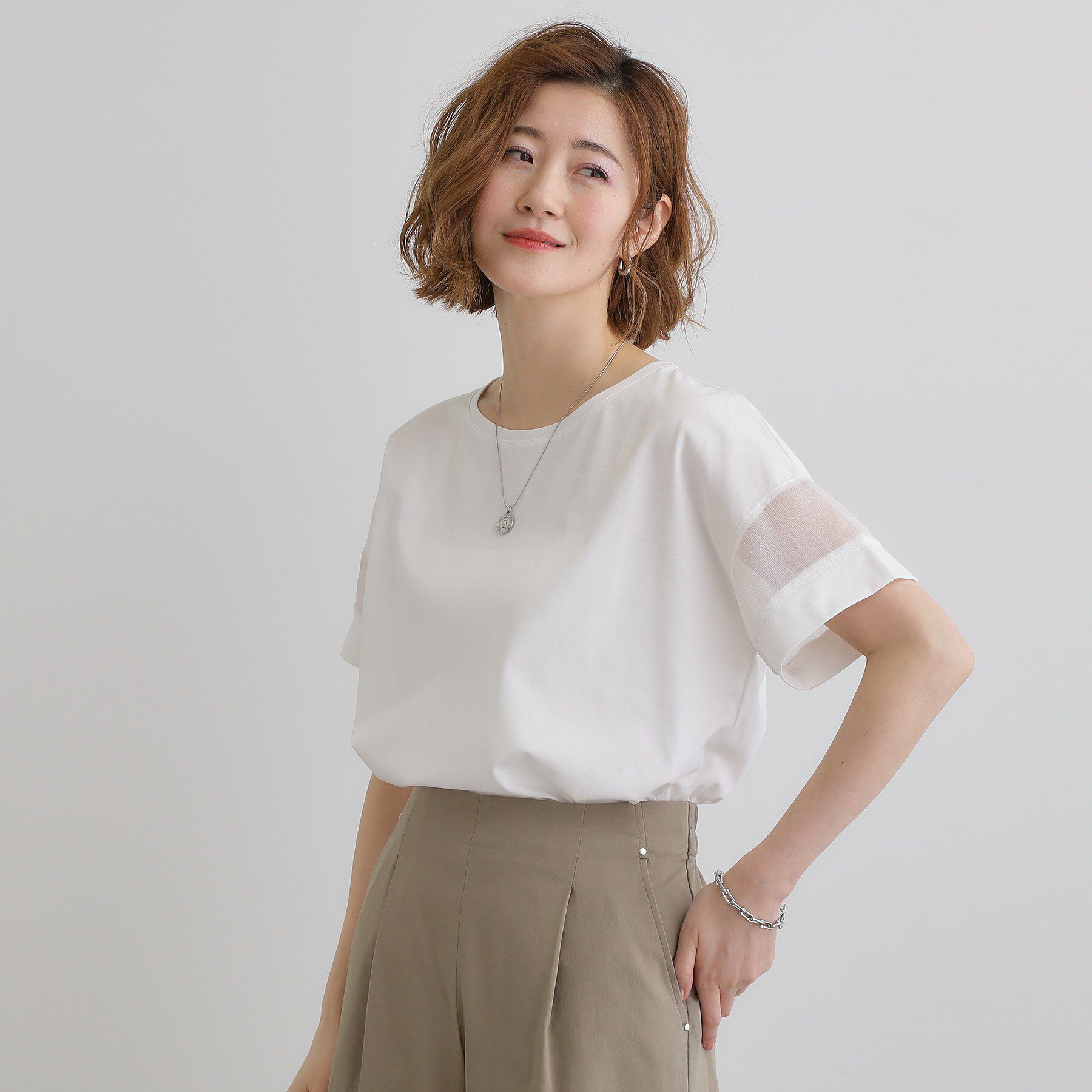 grove「【UVカット・接触冷感】シアードッキングTシャツ」|Tシャツ・カットソー|オフホワイト(003