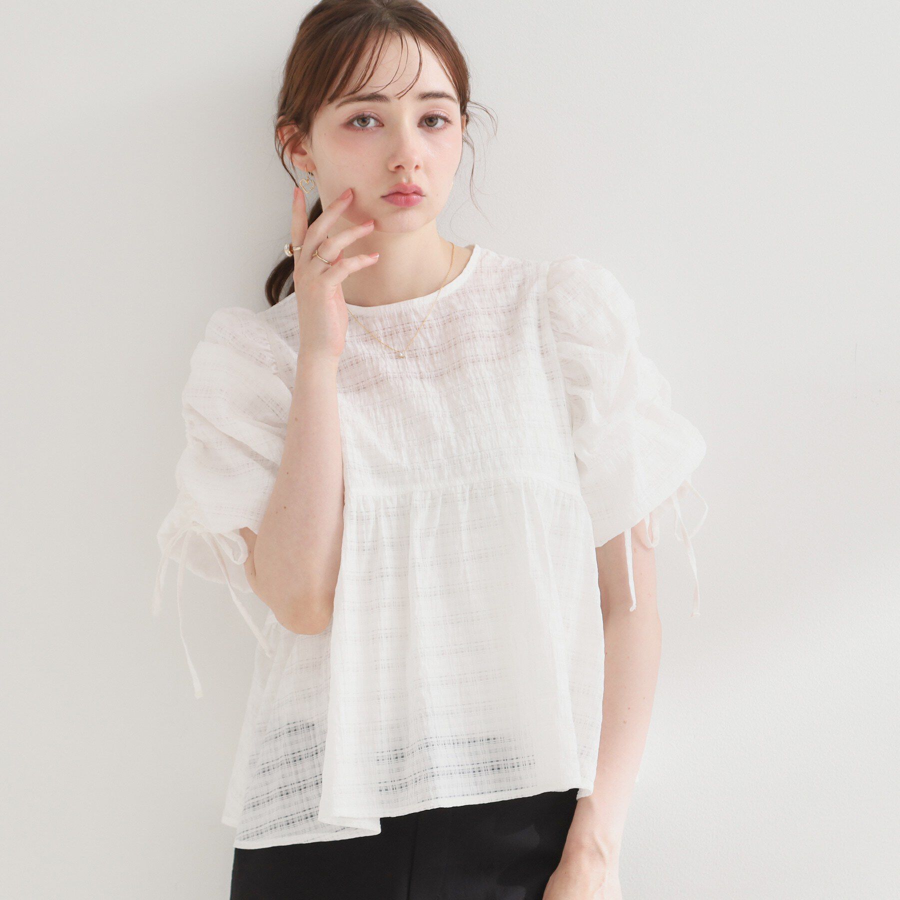 Couture broach「シアーシャーリングリボンブラウス」|シャツ・ブラウス|