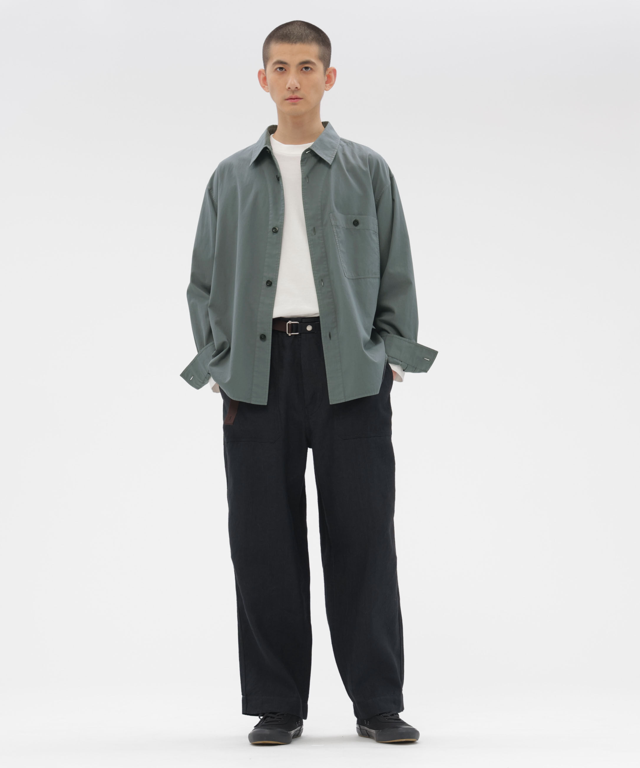 MHL.「FADED WOOL LINEN TWILL TROUSERS」|その他|BLACK