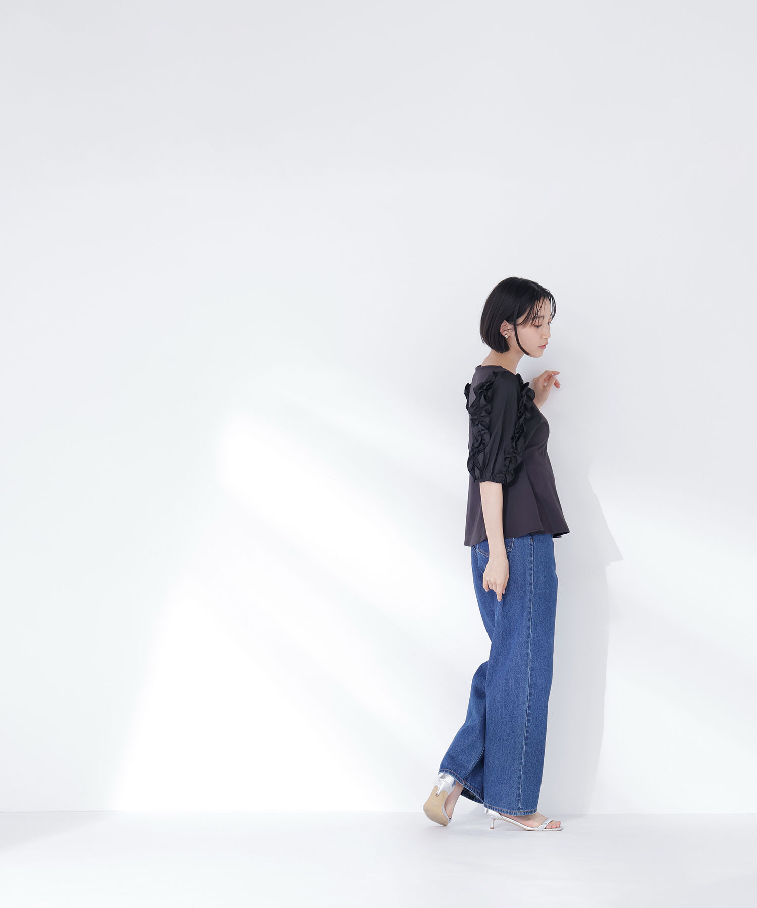  「フリルスリーブドッキングカットソー」|Tシャツ・カットソー|