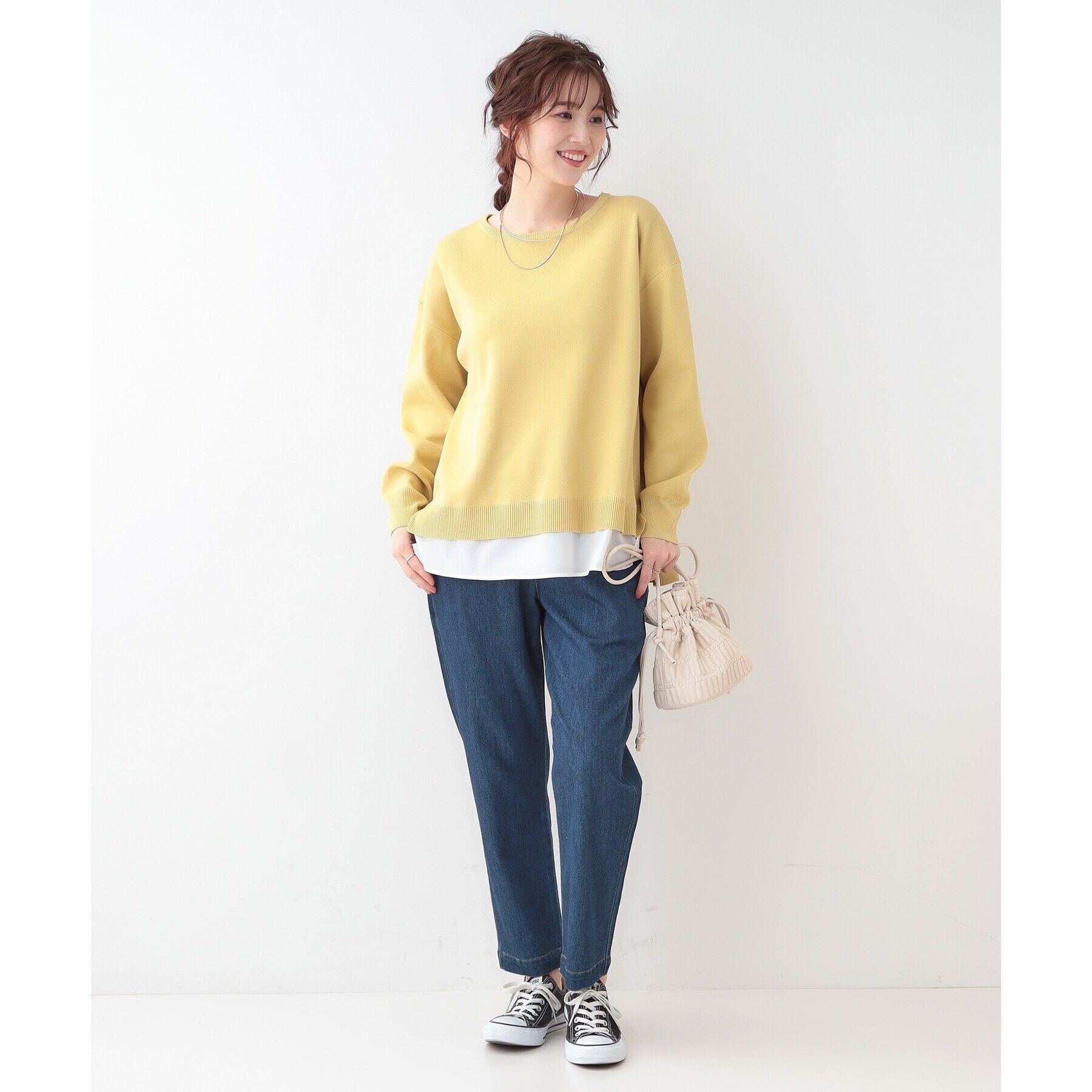 SHOO･LA･RUE「【洗える】一枚で簡単こなれ見え スポンディッシュ 裾レイヤード風ニット」|ニット・セーター|