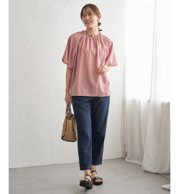 ikka「【接触冷感】襟フリル半袖ブラウス」|シャツ・ブラウス|