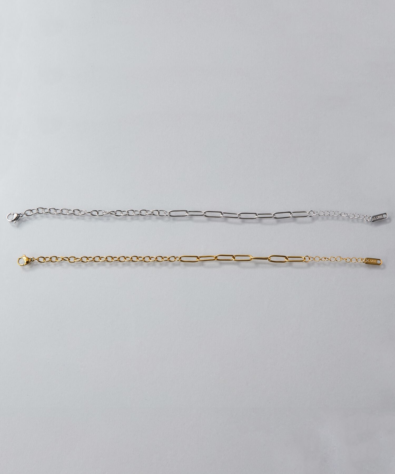 Phoebe「【金属アレルギー対応】チャンキーミックスチェーンブレスレット　シルバー/サージカルステンレス」|ブレスレット・バングル|