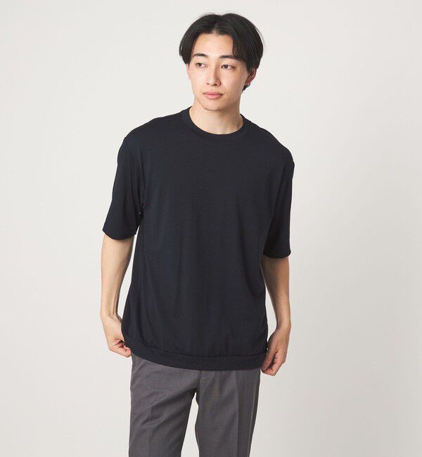 UNITED ARROWS green label relaxing「ウールナイロン テーラード クルーネック Tシャツ ウールT」|Tシャツ・カットソー|NAVY