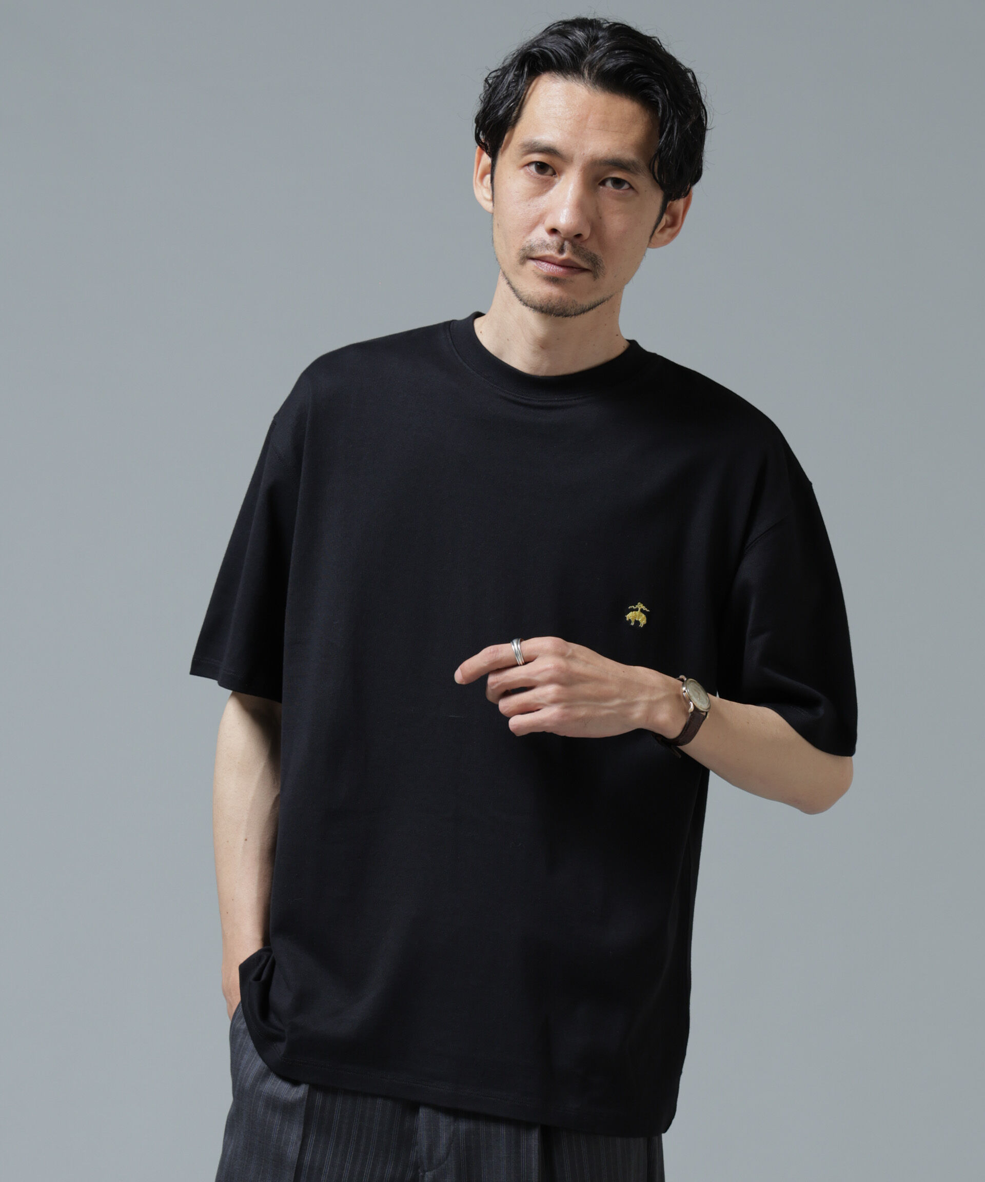 nano･universe「「Brooks Brothers別注」Anti Soaked(R) 汗染み防止 クルーネック ビッグシルエットTシャツ」|Tシャツ・カットソー|
