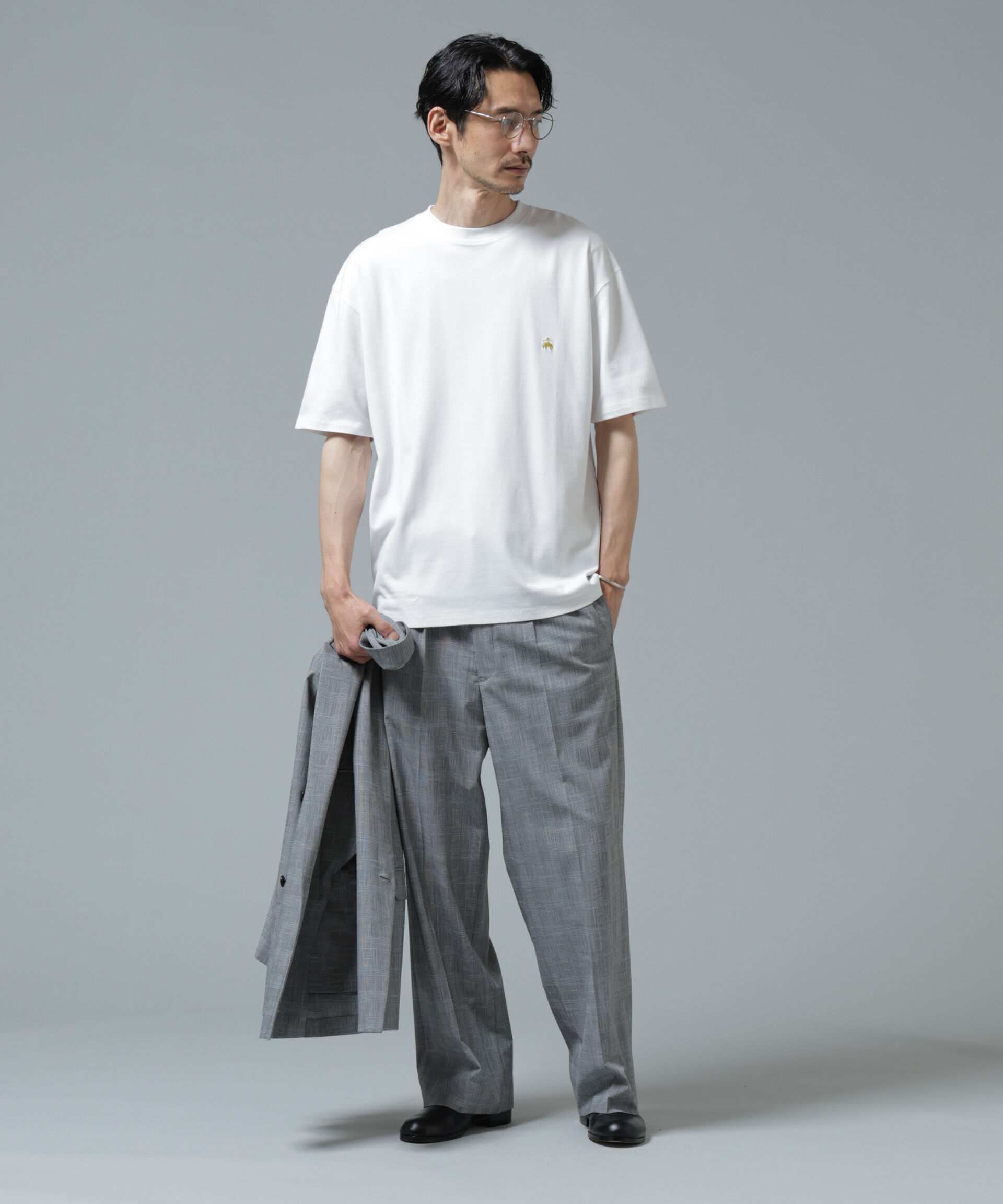 nano･universe「「Brooks Brothers別注」Anti Soaked(R) 汗染み防止 クルーネック ビッグシルエットTシャツ」|Tシャツ・カットソー|