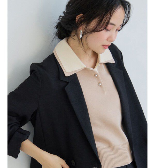 VIS「ダブルカラー半袖ポロニットトップス/WEB限定カラー」|ポロシャツ|