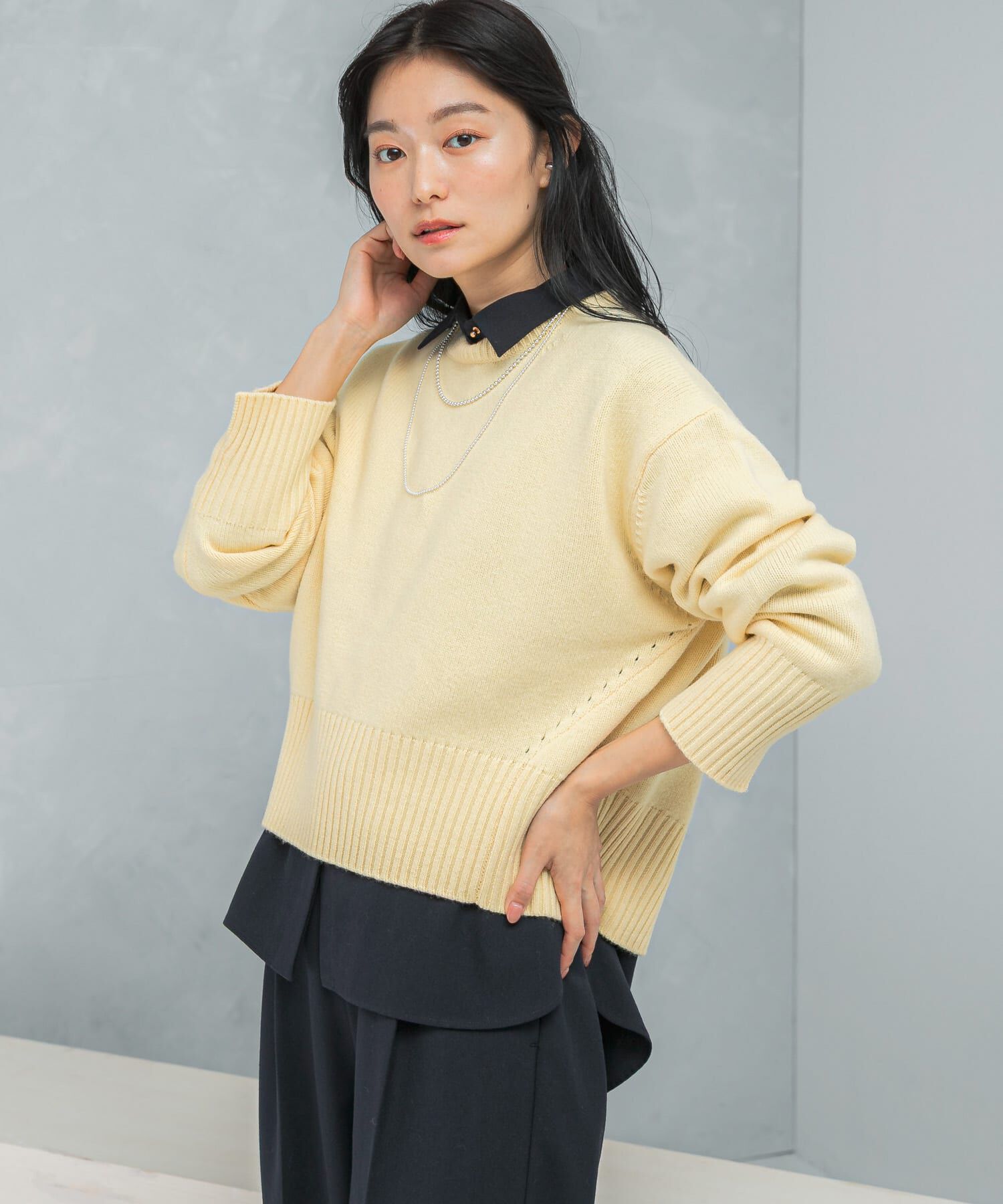 URBAN RESEARCH ROSSO「『WEB/一部店舗限定』エクストラファインシームデザインニット」|ニット・セーター|イエロー系その他