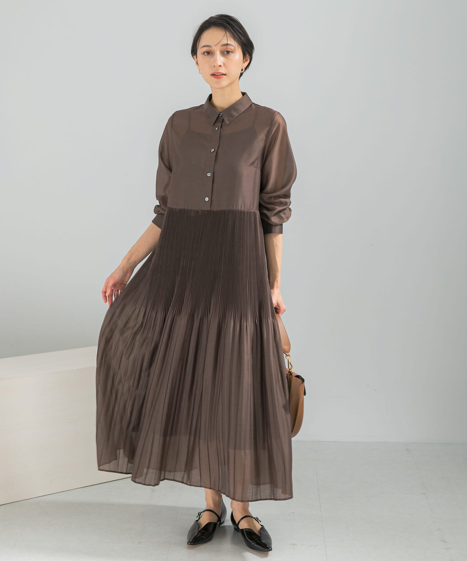 URBAN RESEARCH ROSSO「プリーツロングシャツワンピース」|ワンピース|